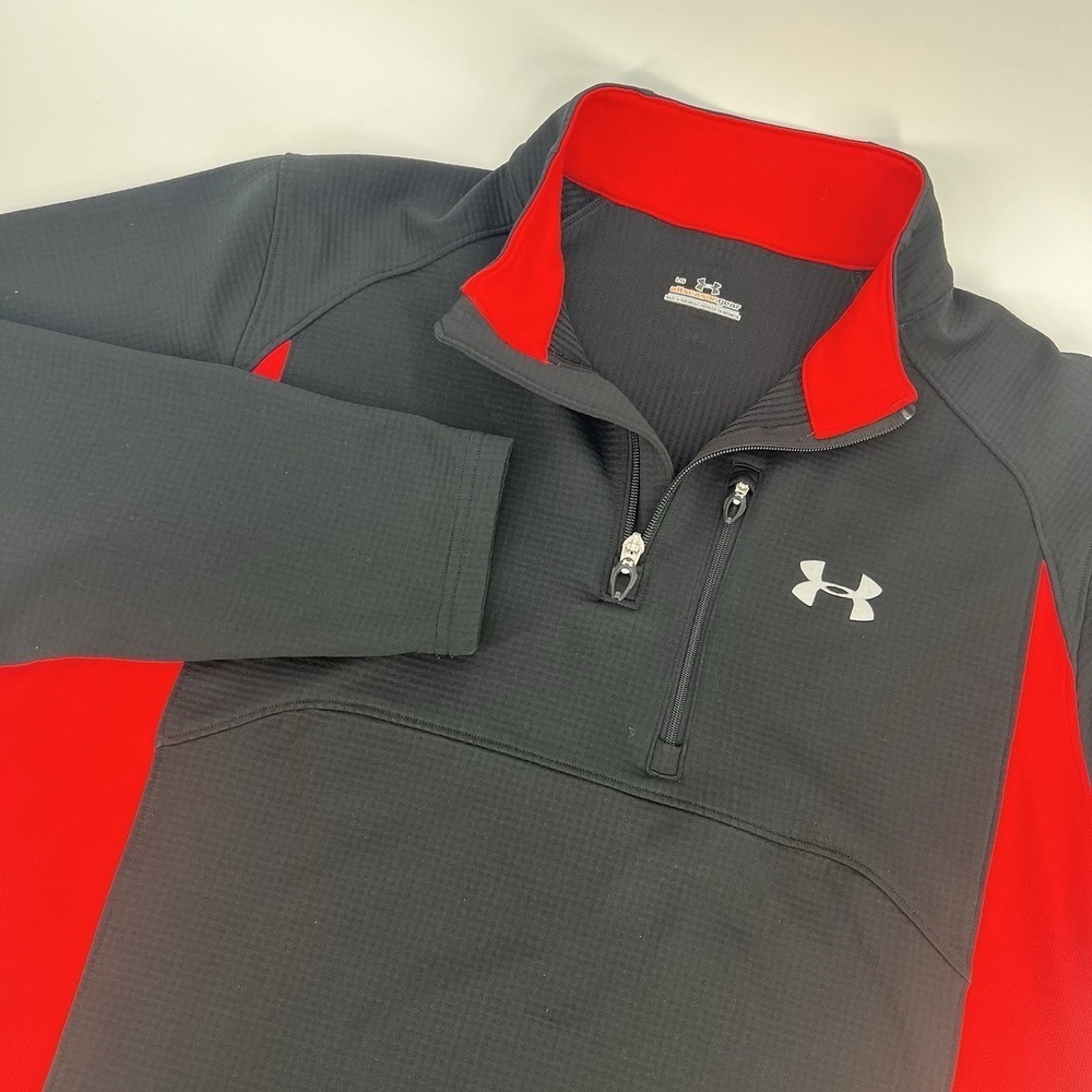 Under Armour Jacket Large Mens Gray and Red 1/4 Zip All Season Gear